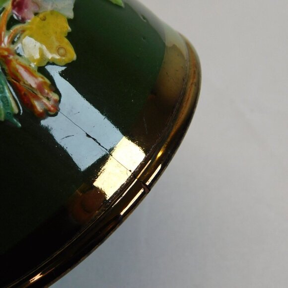 Copper Lusterware Floral Design Beaker Pudding Cup Antique 4" mid 1800's FLAW - Picture 8 of 10
